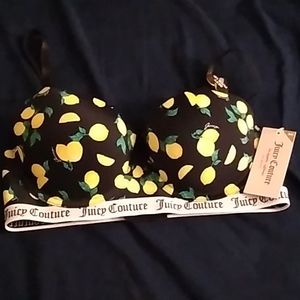 Bra, lemon pattern, black, new, pushup bra
